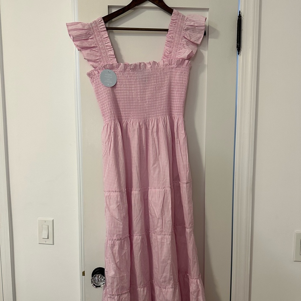 Hill House Ellie Pink Gingham Nap Dress Size L NWT